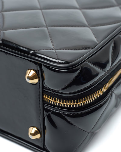 Chanel Vintage 1995 SS Barbie Runway Black Patent Leather Two-Way Bag