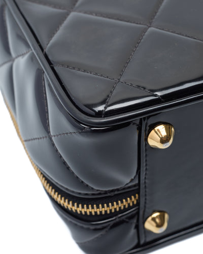 Chanel Vintage 1995 SS Barbie Runway Black Patent Leather Two-Way Bag