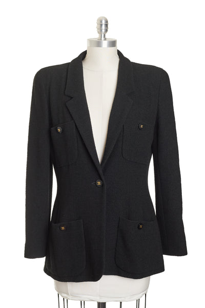 Chanel Vintage 1995 SS Runway Black Boucle Blazer