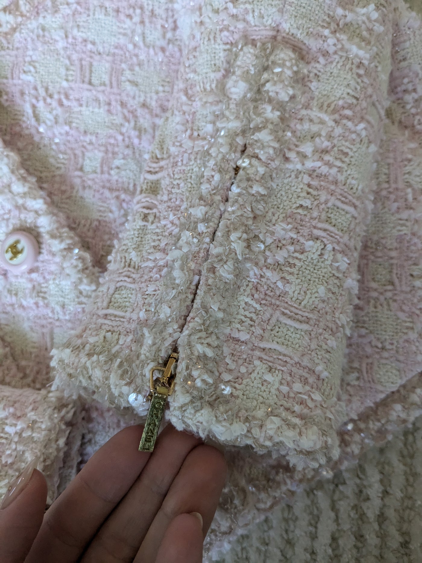 Chanel Vintage 1995 SS Barbie Runway Pale Pink and Sequin Skirt Suit Set