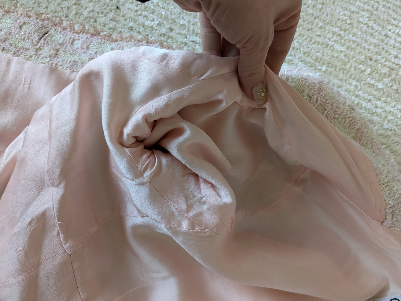 Chanel Vintage 1995 SS Barbie Runway Pale Pink and Sequin Skirt Suit Set