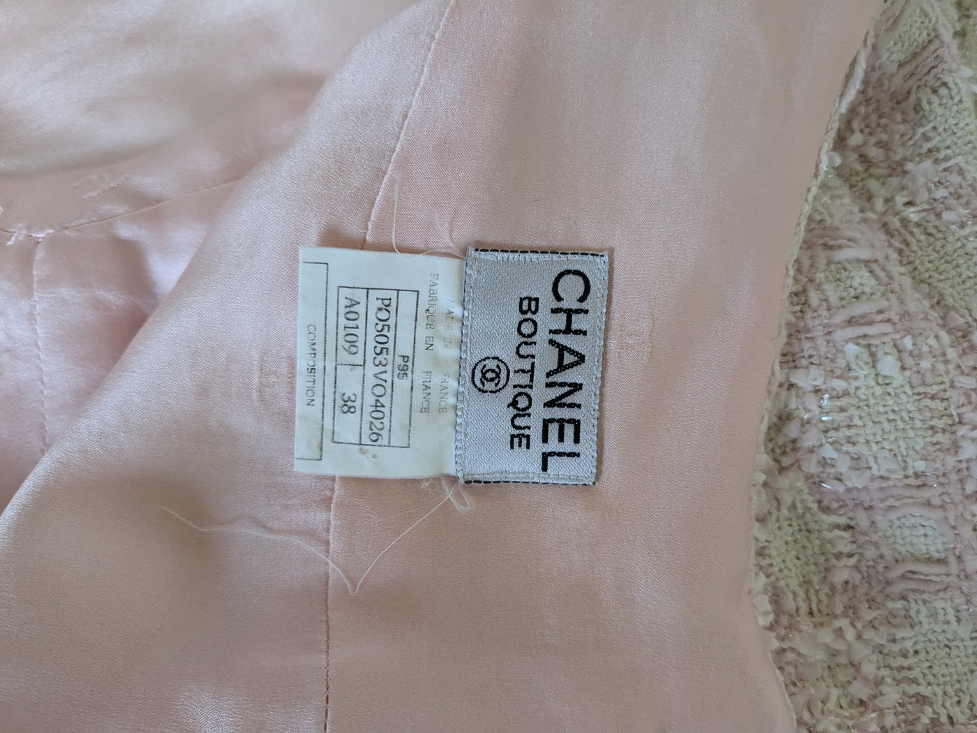 Chanel Vintage 1995 SS Barbie Runway Pale Pink and Sequin Skirt Suit Set
