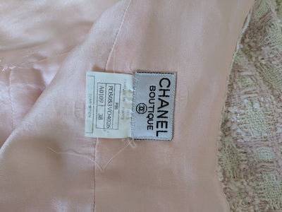 Chanel Vintage 1995 SS Barbie Runway Pale Pink and Sequin Skirt Suit Set