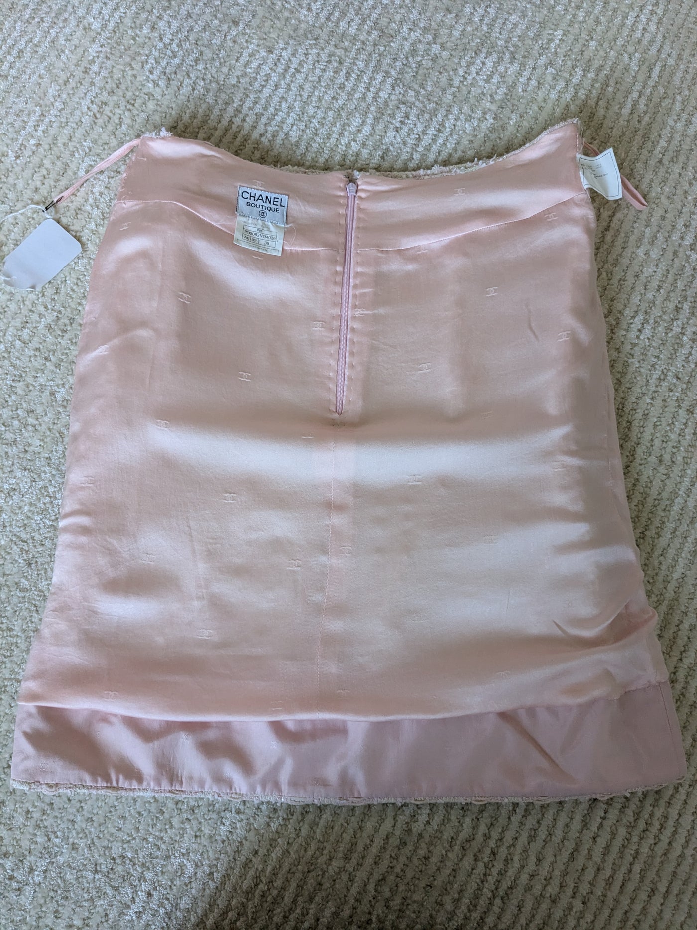 Chanel Vintage 1995 SS Barbie Runway Pale Pink and Sequin Skirt Suit Set