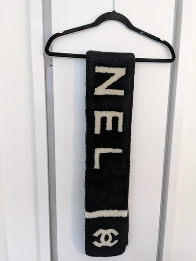 Chanel Shearling Logo Scarf