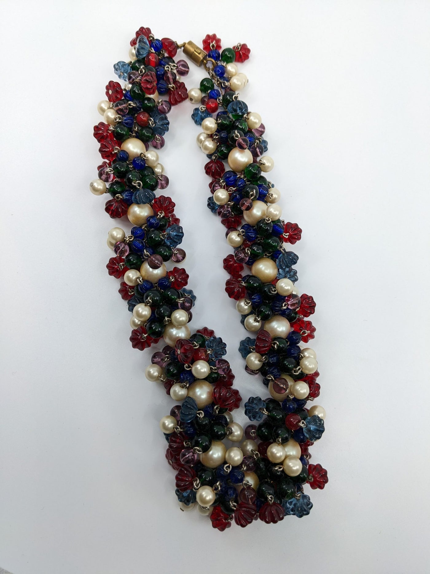 Chanel 30s-50s Gripoix Flower and Pearl Million Bead Necklace