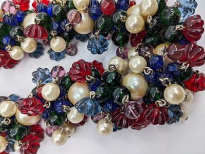 Chanel 30s-50s Gripoix Flower and Pearl Million Bead Necklace