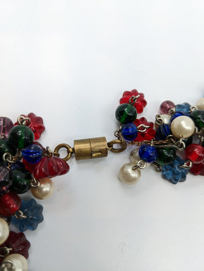 Chanel 30s-50s Gripoix Flower and Pearl Million Bead Necklace