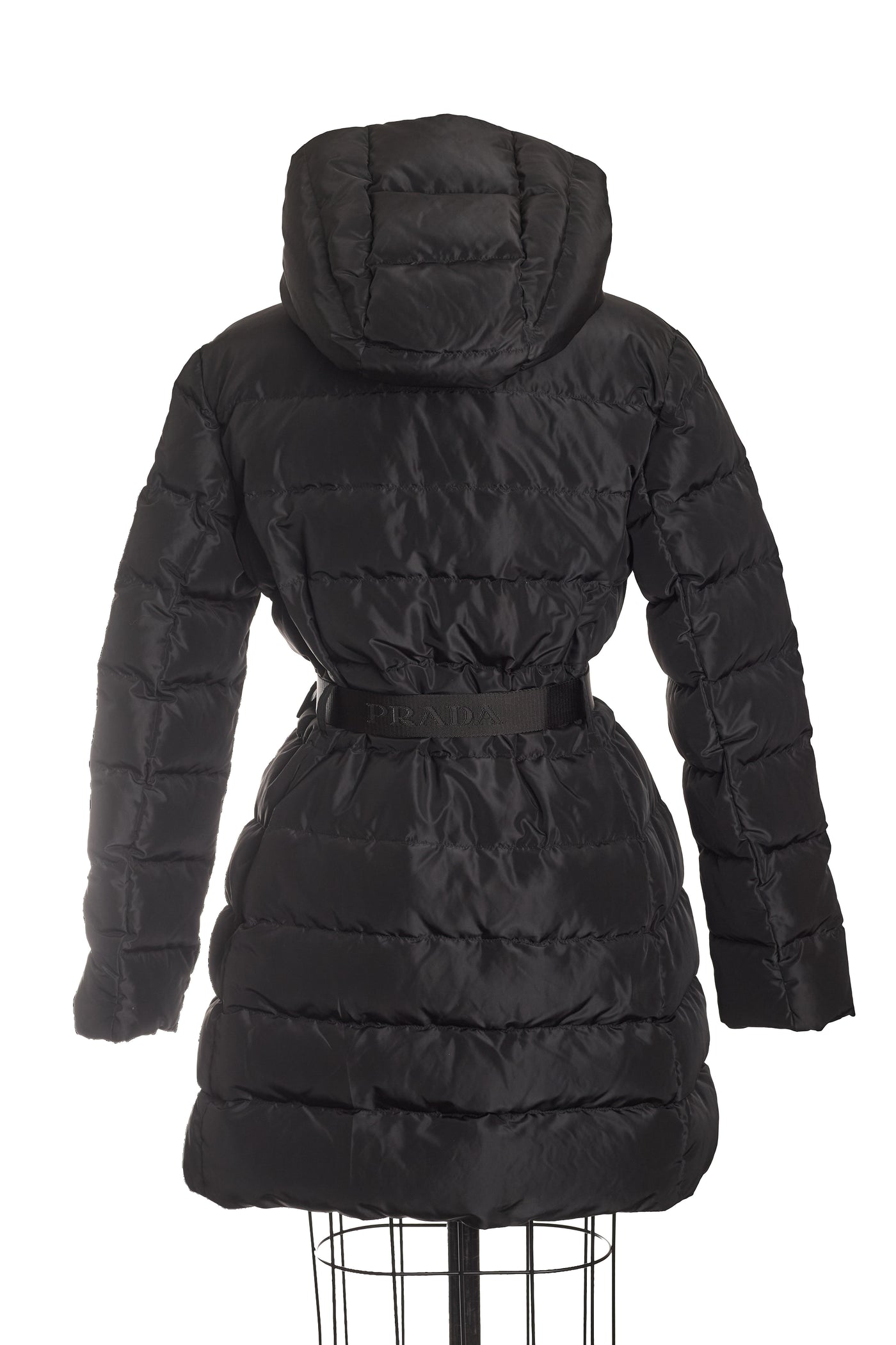 Prada Belted Logo Long Puffer 44