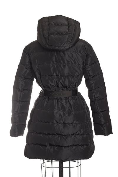 Prada Belted Logo Long Puffer 44