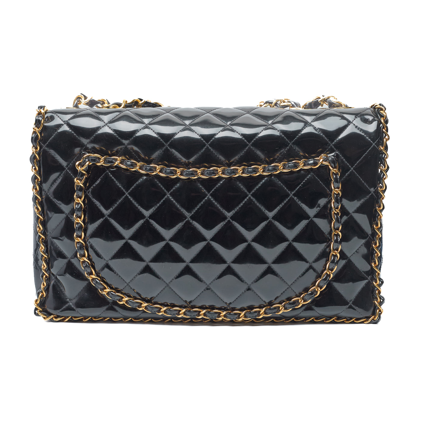 Chanel Vintage 1995 SS Runway Black Patent Leather Chain Around Maxi