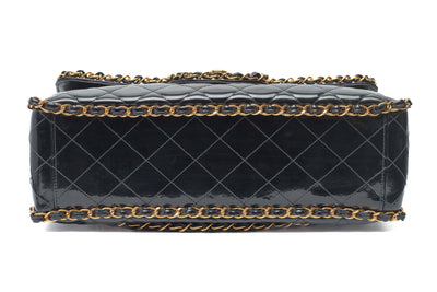 Chanel Vintage 1995 SS Runway Black Patent Leather Chain Around Maxi