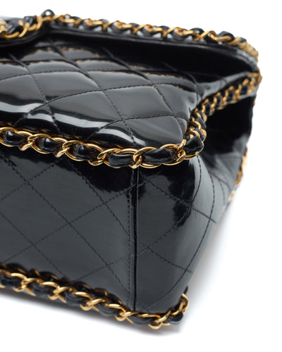 Chanel Vintage 1995 SS Runway Black Patent Leather Chain Around Maxi