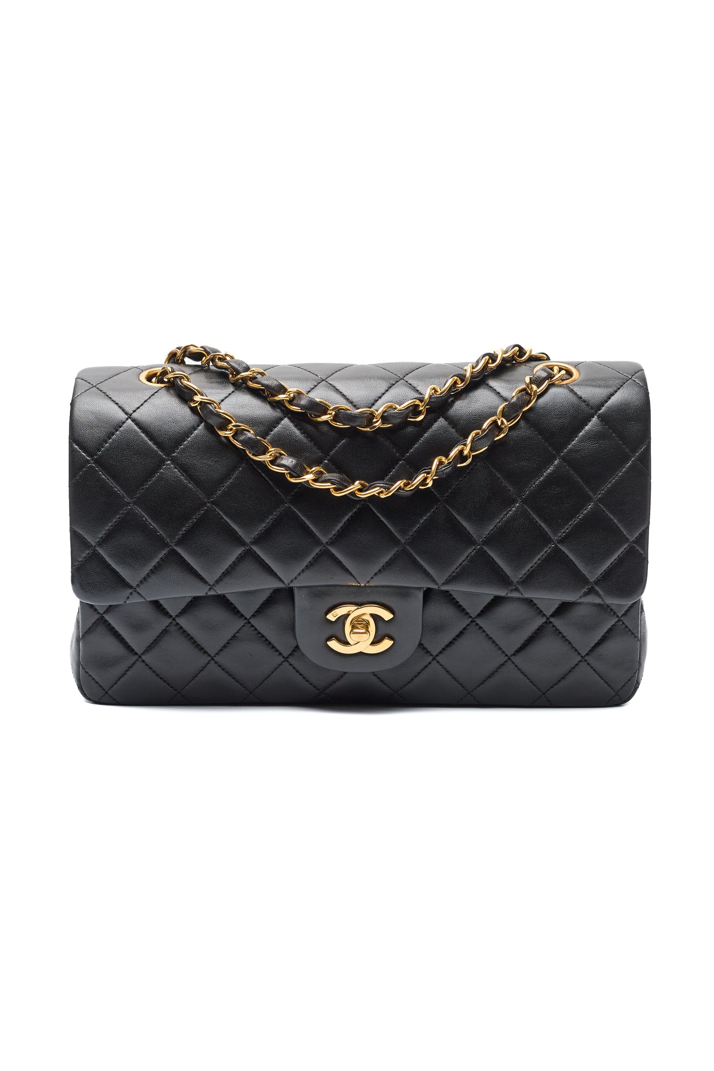 Chanel Vintage Black Lambskin Medium Classic Double Flap
