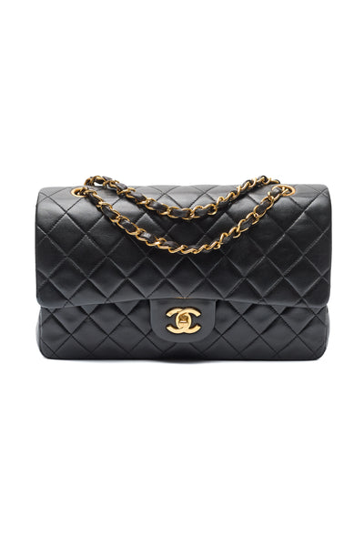 Chanel Vintage Black Lambskin Medium Classic Double Flap