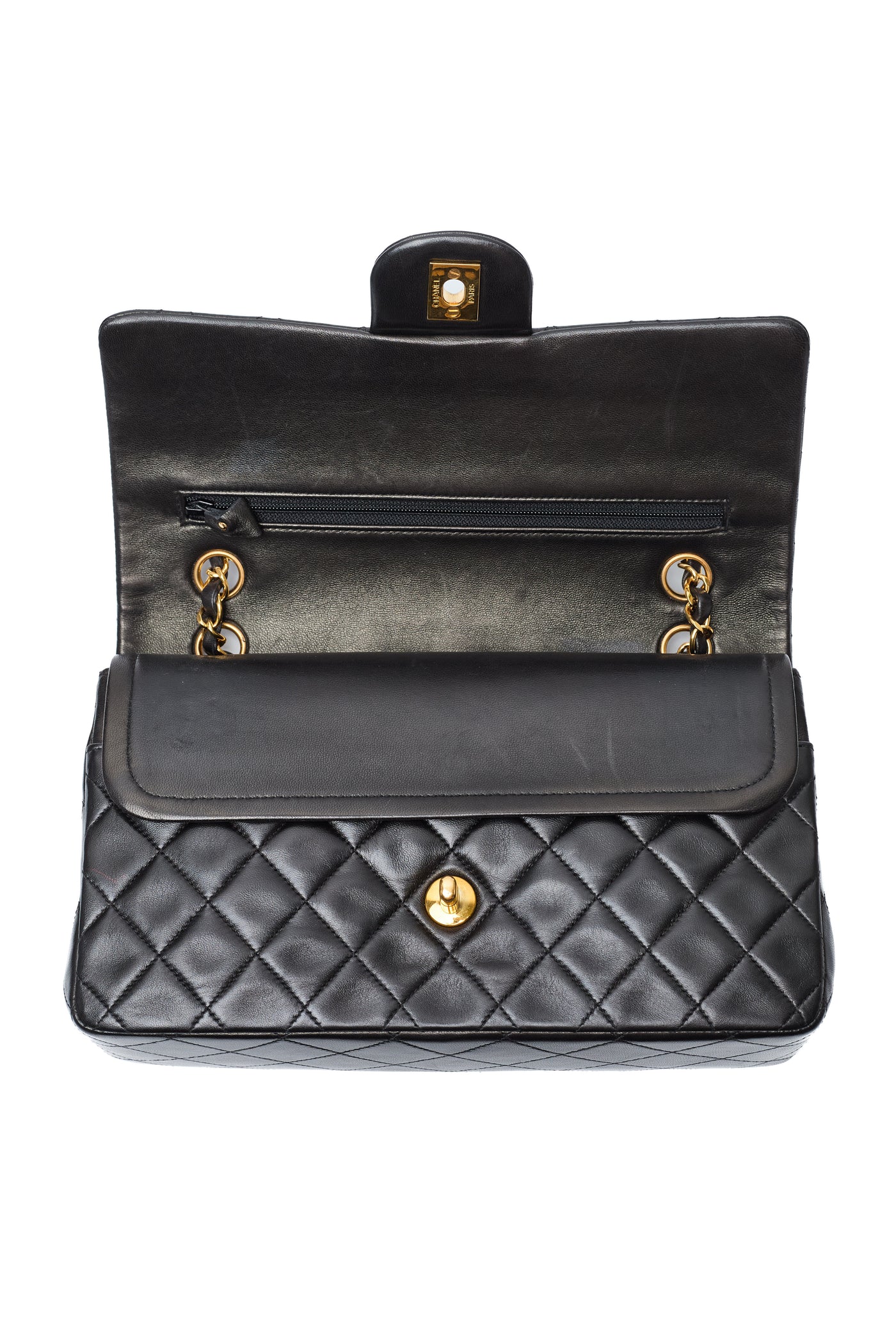 Chanel Vintage Black Lambskin Medium Classic Double Flap