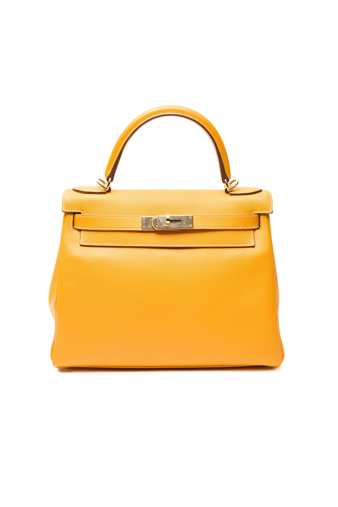 Hermes Retourne Kelly 28 Candy Verso Jaune D'or and Potiron Epsom GHW