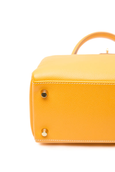 Hermes Retourne Kelly 28 Candy Verso Jaune D'or and Potiron Epsom GHW