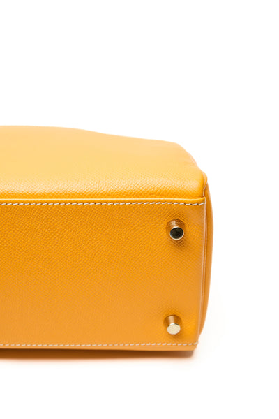 Hermes Retourne Kelly 28 Candy Verso Jaune D'or and Potiron Epsom GHW