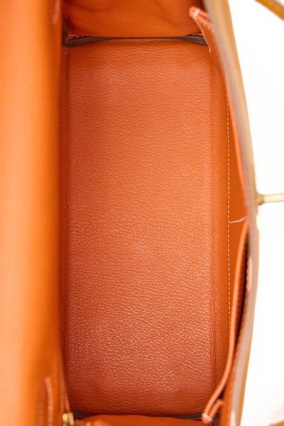 Hermes Retourne Kelly 28 Candy Verso Jaune D'or and Potiron Epsom GHW