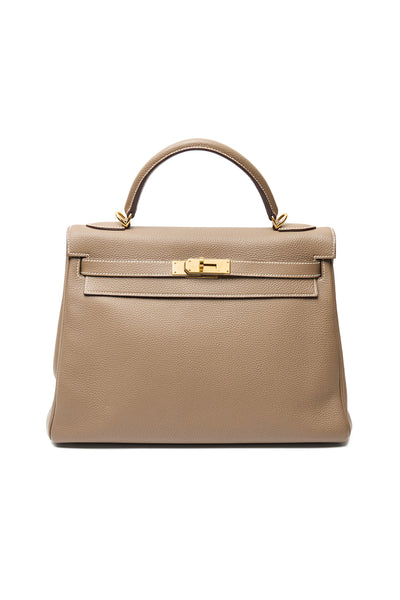 Hermes Retourne Kelly 32 Etoupe Togo Leather GHW