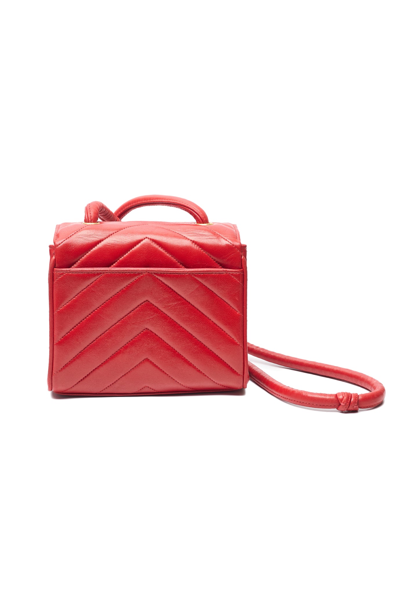 Chanel Vintage Red Lambskin Chevron Envelope Flap Bag