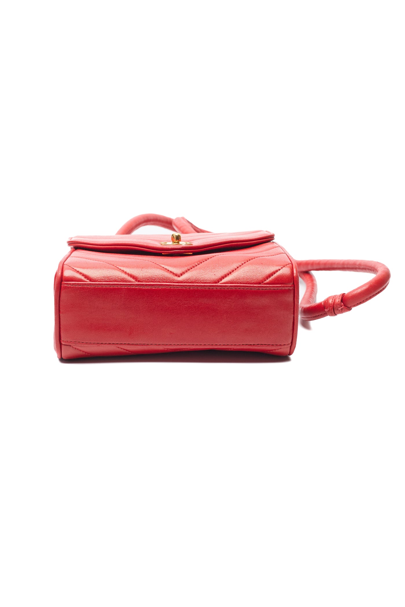 Chanel Vintage Red Lambskin Chevron Envelope Flap Bag