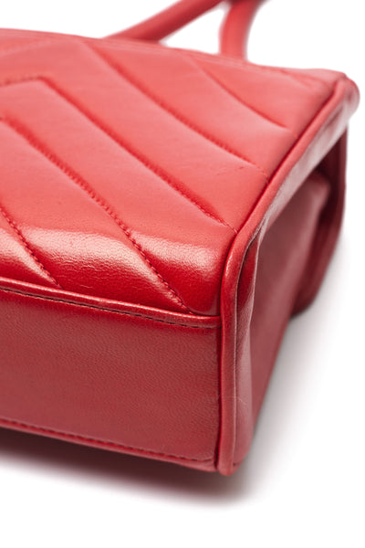 Chanel Vintage Red Lambskin Chevron Envelope Flap Bag