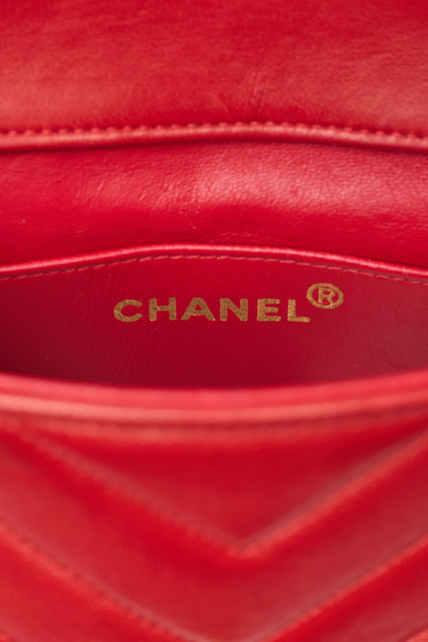 Chanel Vintage Red Lambskin Chevron Envelope Flap Bag