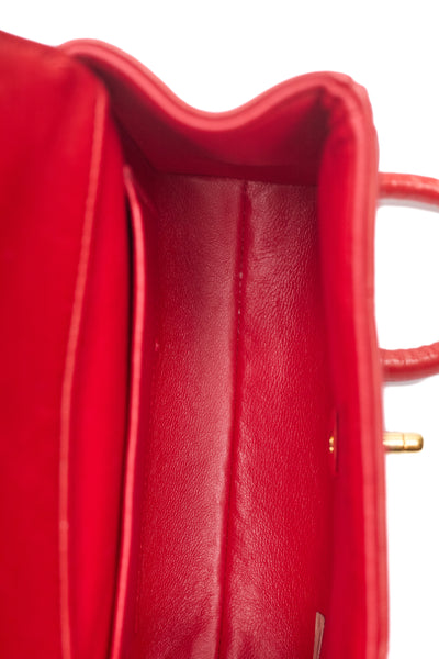 Chanel Vintage Red Lambskin Chevron Envelope Flap Bag