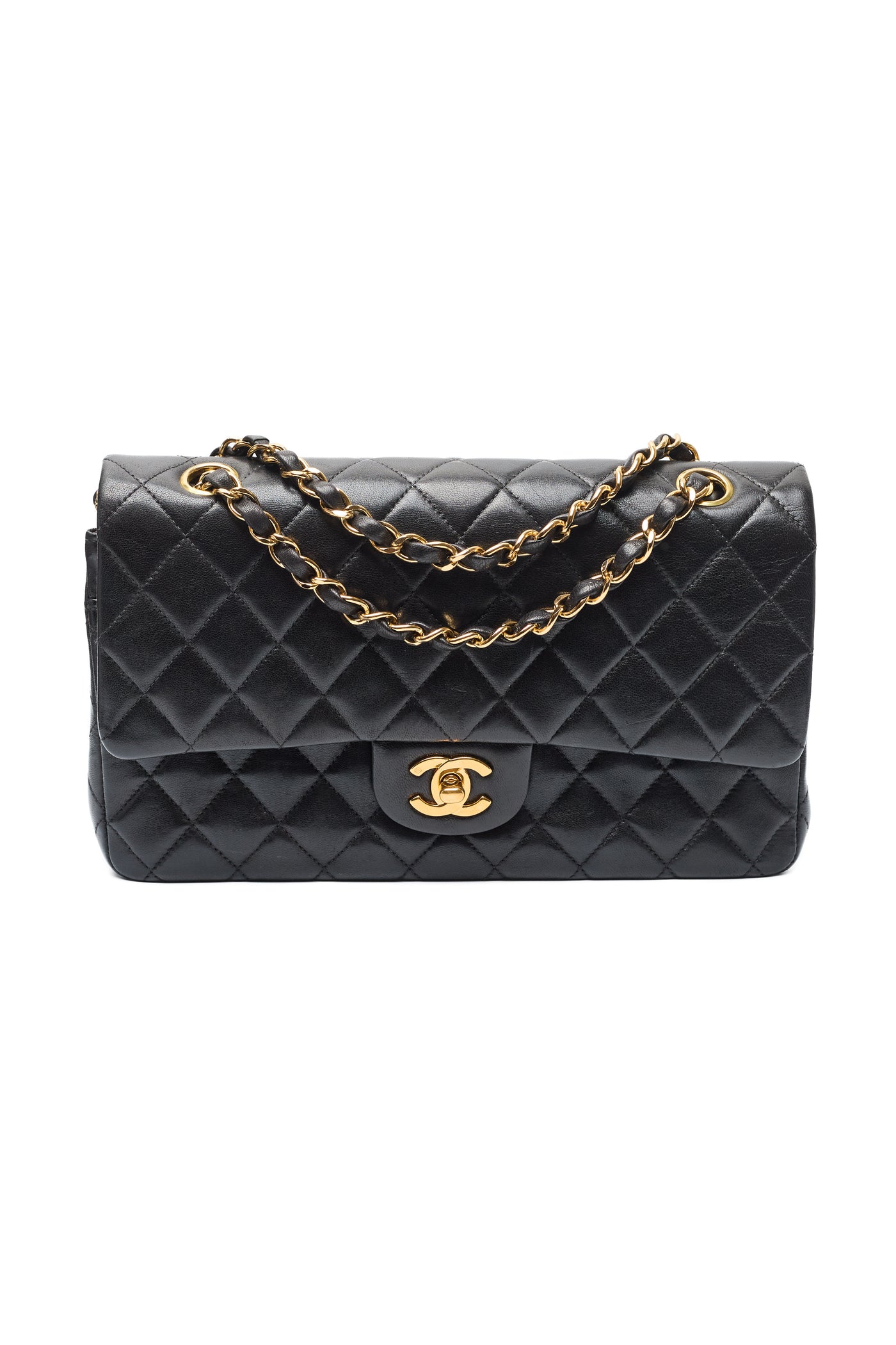 Chanel Vintage Black Lambskin Medium Classic Double Flap