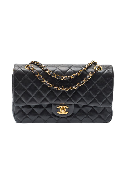 Chanel Vintage Black Lambskin Medium Classic Double Flap
