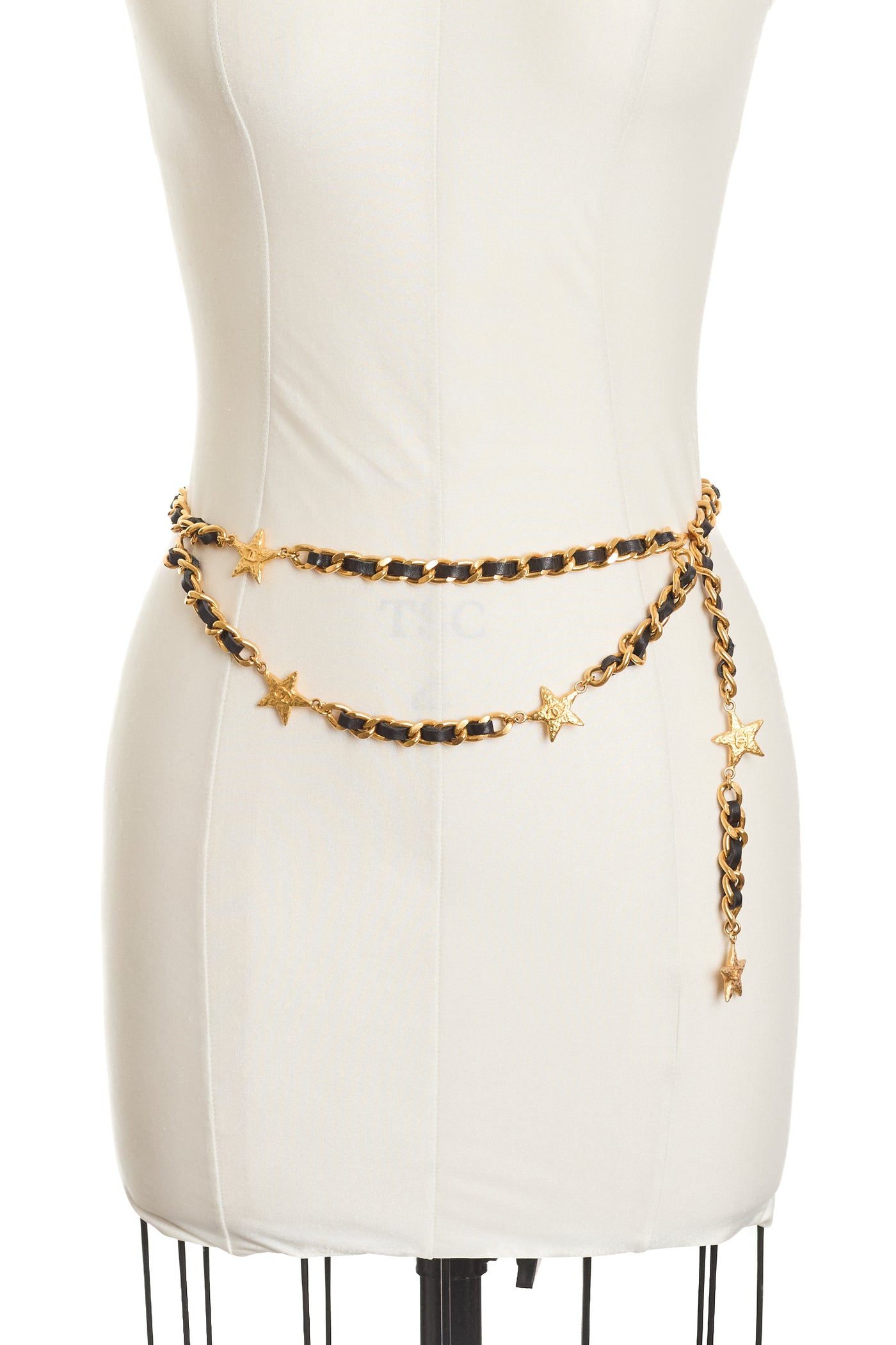Chanel Vintage Chain Link and Leather CC Star Belt 86