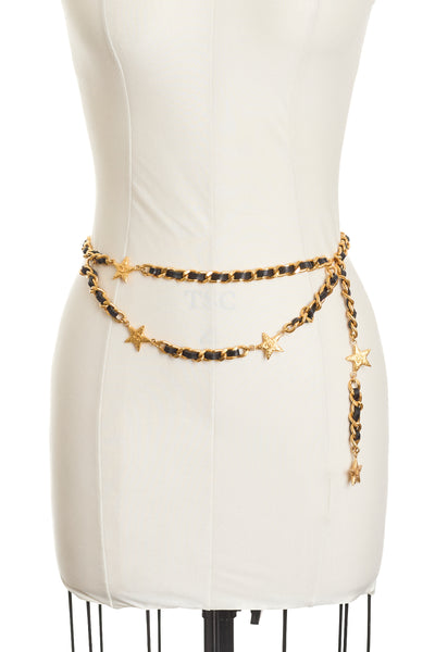 Chanel Vintage Chain Link and Leather CC Star Belt 86