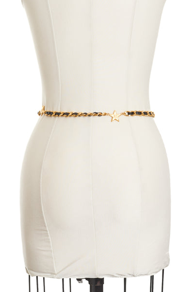 Chanel Vintage Chain Link and Leather CC Star Belt 86