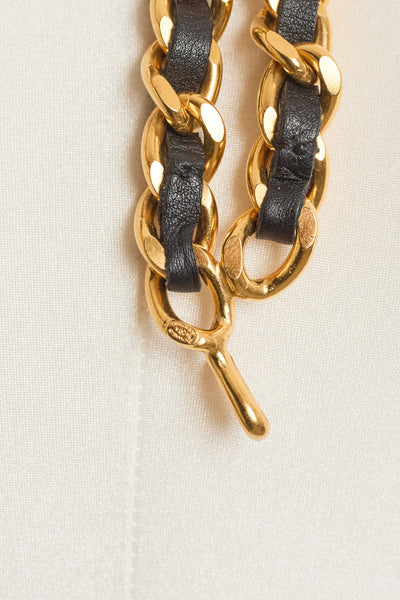 Chanel Vintage Chain Link and Leather CC Star Belt 86