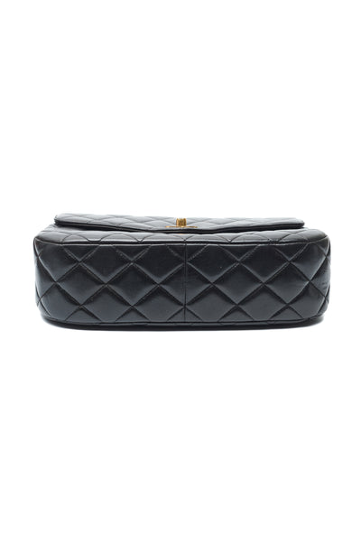 Chanel Vintage Black Lambskin Envelope Flap Shoulder Bag