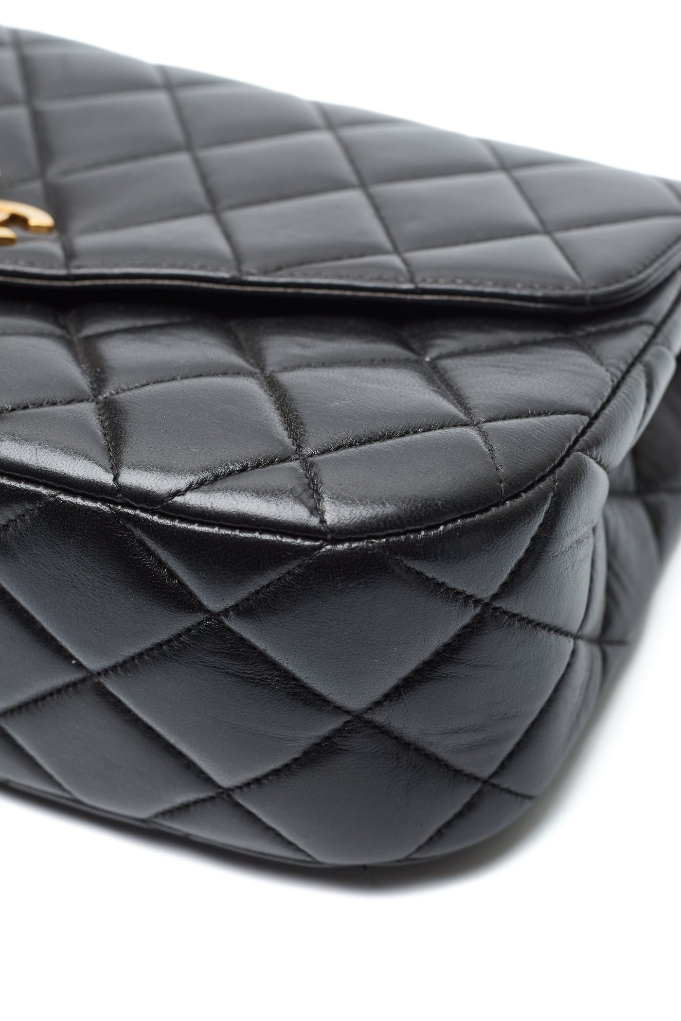 Chanel Vintage Black Lambskin Envelope Flap Shoulder Bag