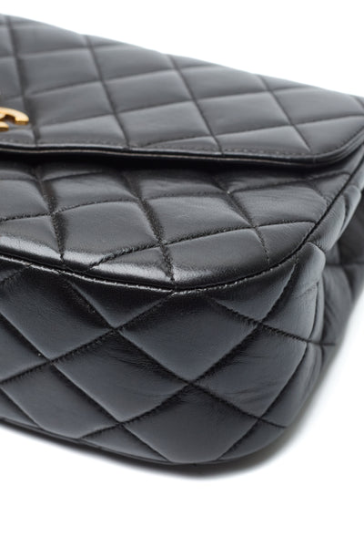 Chanel Vintage Black Lambskin Envelope Flap Shoulder Bag