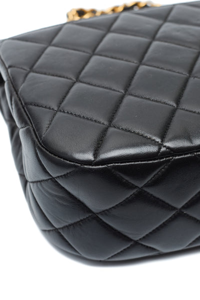 Chanel Vintage Black Lambskin Envelope Flap Shoulder Bag