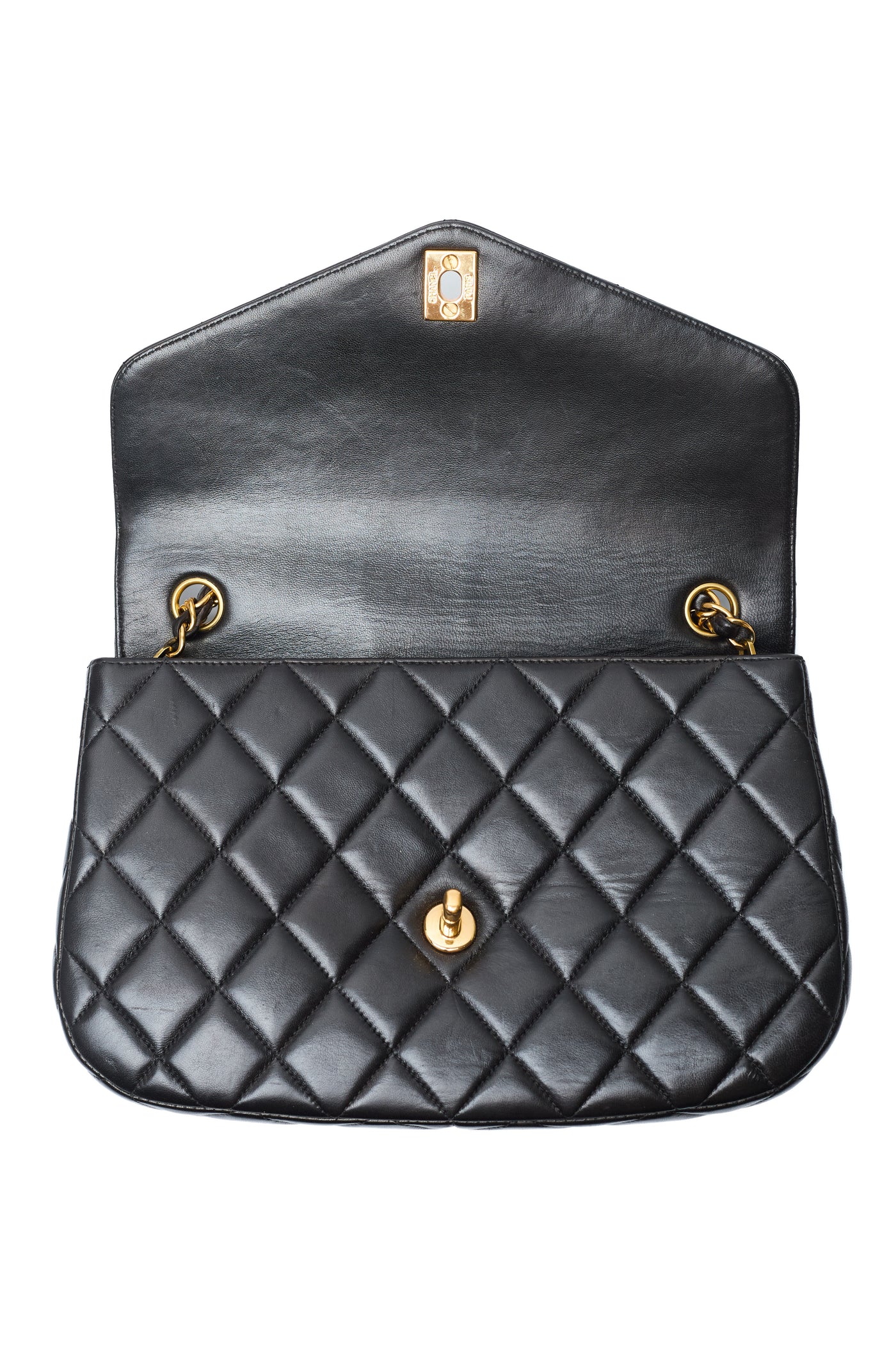 Chanel Vintage Black Lambskin Envelope Flap Shoulder Bag