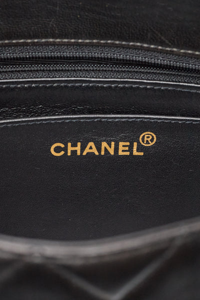Chanel Vintage Black Lambskin Envelope Flap Shoulder Bag
