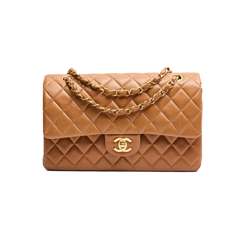 Chanel Vintage Brown Lambskin Medium Classic Double Flap Bag