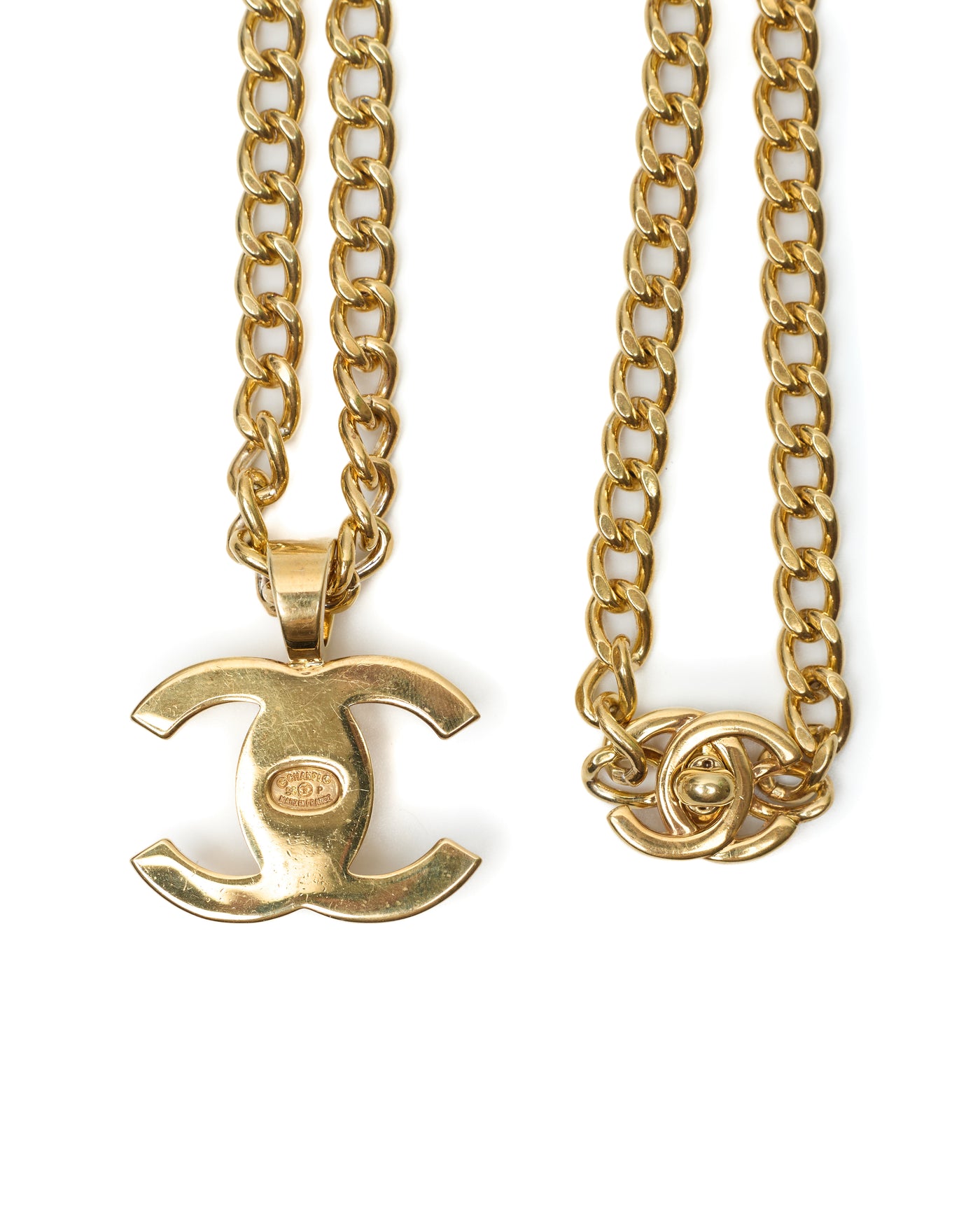 Chanel Vintage Gold Turnlock Pendant Necklace