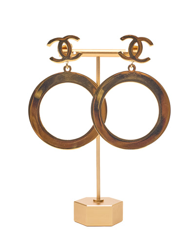 Chanel Rare Vintage Jumbo CC Hoop Earrings