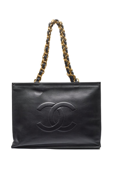 Chanel Vintage Black Calfskin CC Tote Bag
