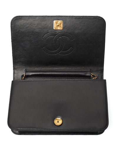 Chanel Vintage Black Lambskin Full Flap