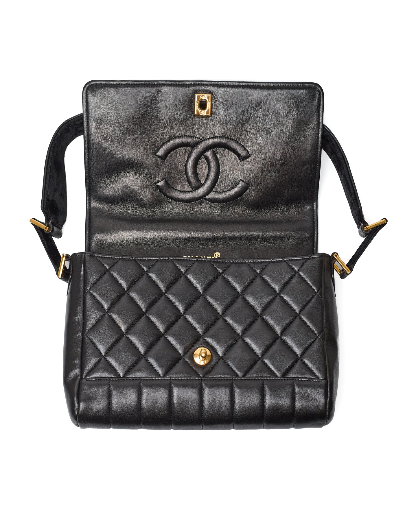 Chanel Vintage Black Lambskin Multi-Quilted Shoulder Bag