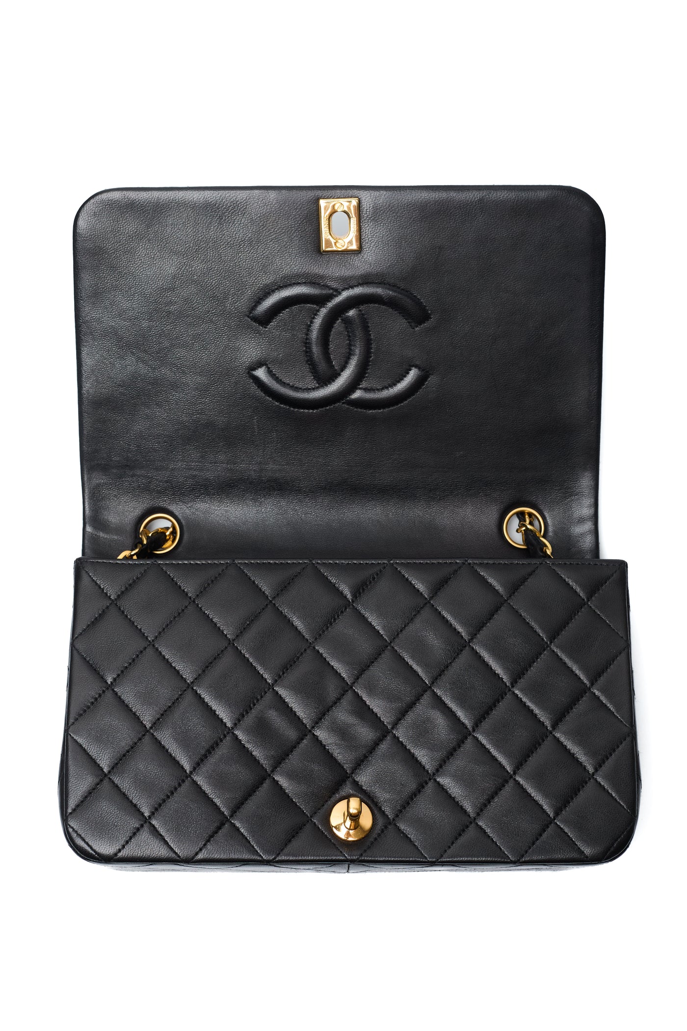 Chanel Vintage Black Lambskin Full Flap