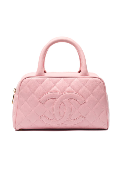 Chanel Vintage Sakura Pink Caviar CC Mini Boston Bag